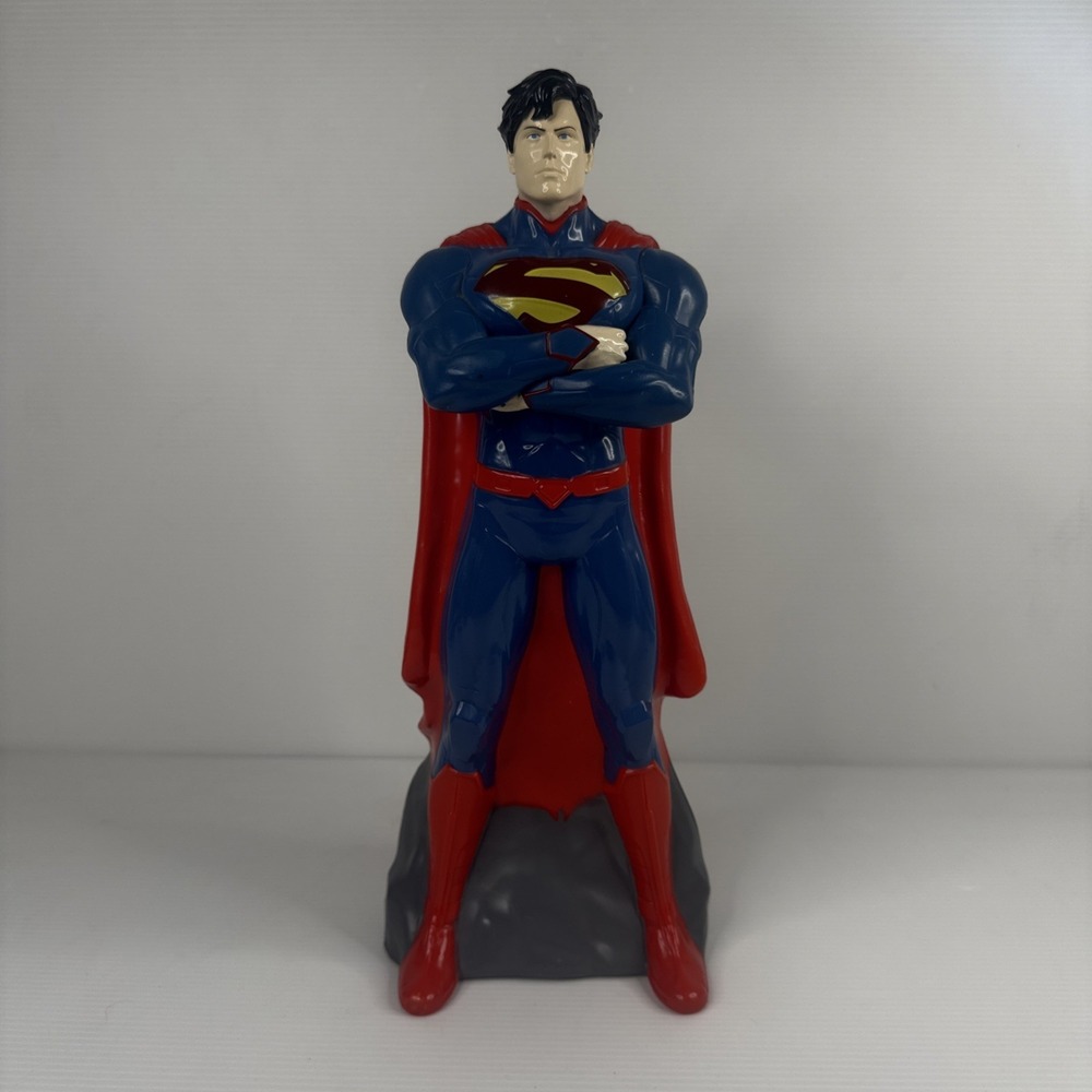 Superman Coin Bank 14" Tall DC Comics Plastic Superhero with Stopper